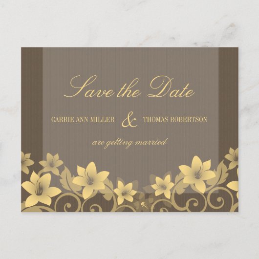 黄色の素朴フローラ日付はがきを保存 案内ポストカード (正面)