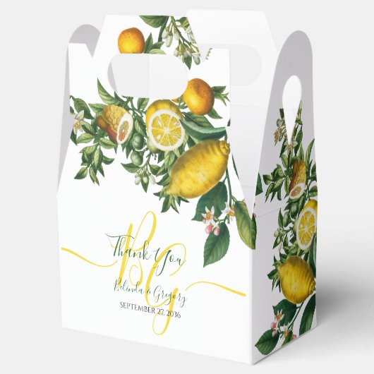 黄色の素朴レモンと葉の緑の結婚香り フェイバーボックス (オープン)