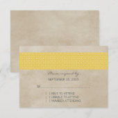 黄色の素朴Damask RSVPカード (正面/裏面)