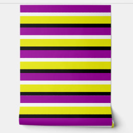 黄色の紫のストライプ模様 壁紙