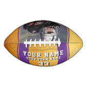 黄色の紫色のプレイヤー名番号チームフォト アメリカンフットボール (正面)