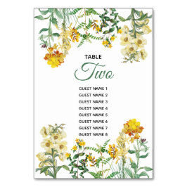 黄色の結婚フローラのテーブル番号のゲスト名 テーブルナンバー