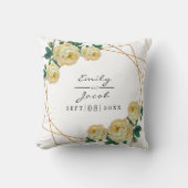 黄色の結婚フローラエレガント金ゴールドグリッター幾何学的 クッション (正面)