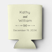 黄色の結婚式のパーティーの好意の名前と日付 缶クーラー (裏面)