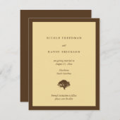 黄色の結婚発表 オークの木のSave the Date 招待状 (正面/裏面)