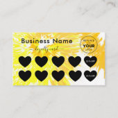 黄色の絞り染めロゴの追加ミニマル割引&ガーリー ロイヤリティカード (正面)