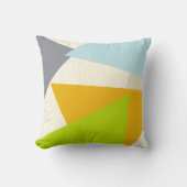 黄色の緑のオレンジ色と黄褐色のジオメトモダンリ クッション (正面)