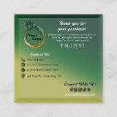 黄色の緑のグラデーション美しいジュエリーのヒ気にント エンクロージャーカード (裏面)