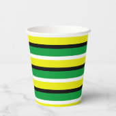 黄色の緑のストライプパターン 紙コップ (裏面)