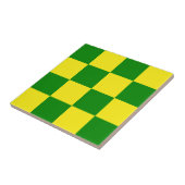 黄色の緑のチェッ市松模様にクパターン タイル (側面)