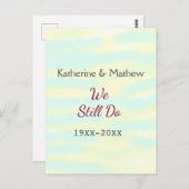 黄色の緑のパステル カラーで誓いの更新記念日の水彩画 ポストカード (正面/裏面)