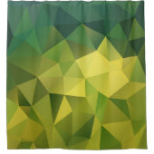 黄色の緑のパターン シャワーカーテン (正面)