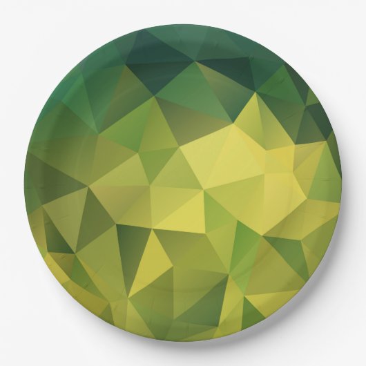 黄色の緑のパターン ペーパープレート (正面)