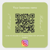 黄色の緑のビジネス名qrコードインスタンス スクエアシール (正面)