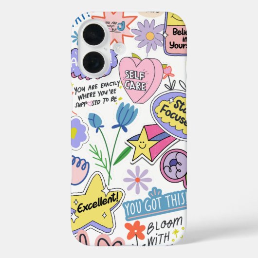 黄色の緑のピンクの例示明るい平和 Case-Mate iPhoneケース (裏面)