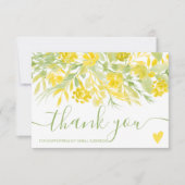 黄色の緑のフローラの水の色の感謝してい順序は サンキューカード (正面)