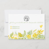 黄色の緑のフローラの水の色の感謝してい順序は サンキューカード (裏面)