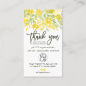 黄色の緑のフローラスクリプトのロ感謝していゴの順序 名刺 (正面)