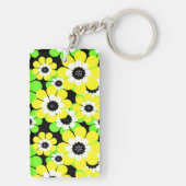 黄色の緑の抽象芸術 キーホルダー (裏面)