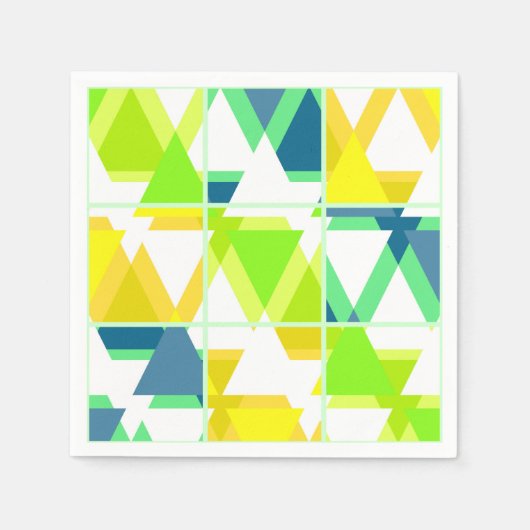 黄色の緑の抽象芸術 スタンダードカクテルナプキン (正面)