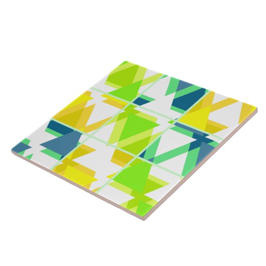 黄色の緑の抽象芸術 タイル (側面)