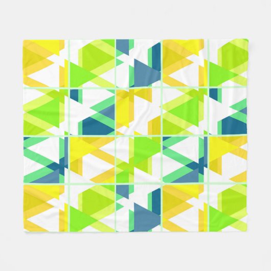 黄色の緑の抽象芸術 フリースブランケット (正面(横))