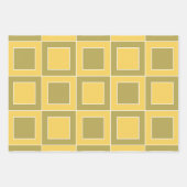 黄色の緑の正方形の幾何学的パターン ラッピングペーパーシート (正面2)