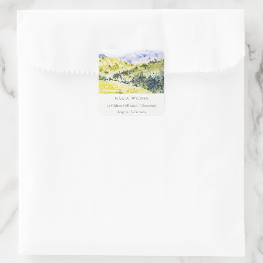 黄色の緑の水の色の国の側ヒルズアドレス スクエアシール (バッグ)