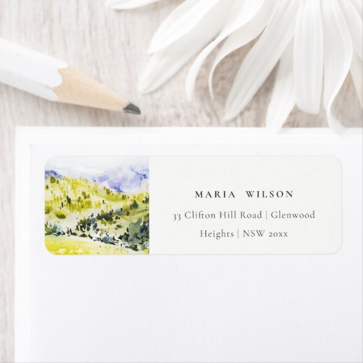 黄色の緑の水の色の国の側ヒルズアドレス ラベル (インサイチュ)