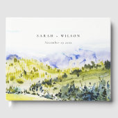 黄色の緑の水の色の国の側ヒルズ結婚ズ ゲストブック (正面)