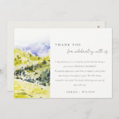 黄色の緑の水の色の国の側ヒルズ結婚ズ サンキューカード (正面/裏面)