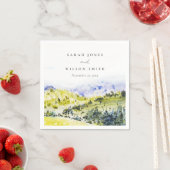 黄色の緑の水の色の国の側ヒルズ結婚ズ スタンダードカクテルナプキン (インサイチュ)