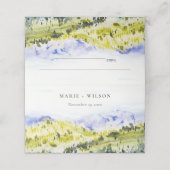 黄色の緑の水の色の国の側ヒルズ結婚ズ プレイスカード (外部開封)