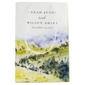 黄色の緑の水の色の国の側ヒルズ結婚ズ ミディアムペーパーバッグ (正面)