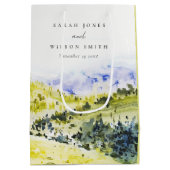 黄色の緑の水の色の国の側ヒルズ結婚ズ ミディアムペーパーバッグ (裏面)