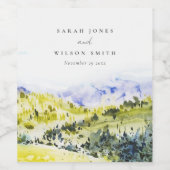 黄色の緑の水の色の国の側ヒルズ結婚ズ ワインラベル (シングルラベル)