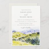 黄色の緑の水の色の国の側ヒルズ結婚ズ 招待状 (正面/裏面)