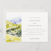 黄色の緑の水の色の国の側ヒルズ結婚ズ 招待状 (正面/裏面)