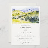 黄色の緑の水の色の国の側ヒルズ結婚ズ 招待状 (正面/裏面)