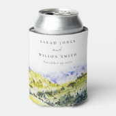 黄色の緑の水の色の国の側ヒルズ結婚ズ 缶クーラー (缶正面)