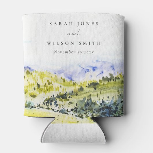 黄色の緑の水の色の国の側ヒルズ結婚ズ 缶クーラー (裏面)