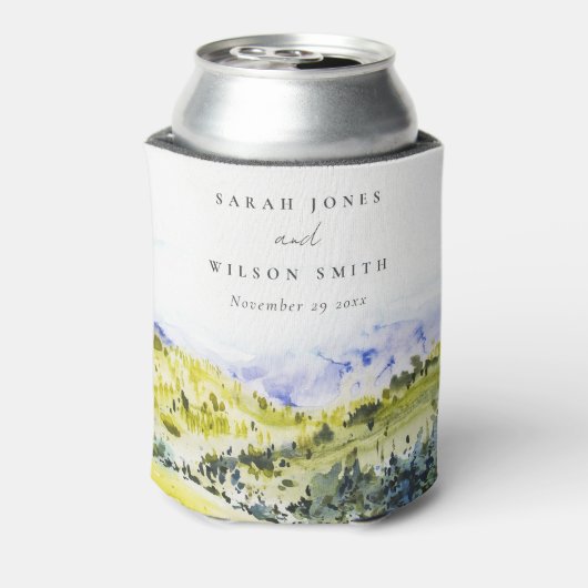 黄色の緑の水の色の国の側ヒルズ結婚ズ 缶クーラー (缶裏面)