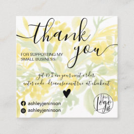 黄色の緑の水ガーリー色の感謝してい順 スクエア名刺