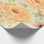 黄色の緑の水色のフローラ ラッピングペーパー (角)