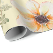 黄色の緑の水色のフローラ ラッピングペーパー (ロールコーナー)