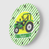 黄色の緑の農場トラクター; 緑及び白 ラージ壁時計 (傾斜)
