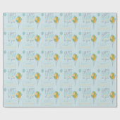 黄色の緑の青いハッピーバースデーバルーン ラッピングペーパー (フラット)