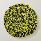 黄色の緑の黒い三角形のシームレスパターン ラウンドクッション (裏面)