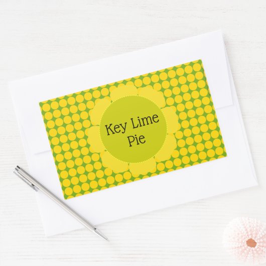 黄色の緑色のキーライムパイ レモンケーキラベル 長方形シール (封筒)