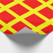 黄色の線で赤 ラッピングペーパー (角)